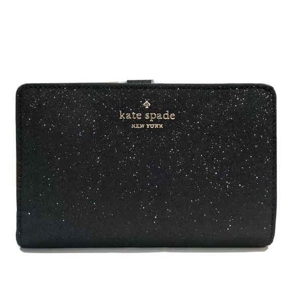 kate spade Handbags - Kate Spade K4714 Boxed Medium Compact Bifold Wallet Shimmy Glitter Black